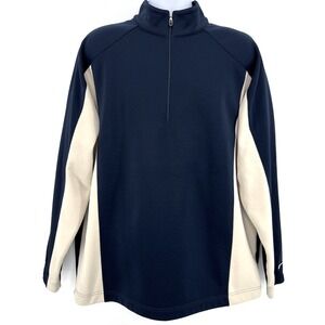 Nike Golf 1/4 Zip Pullover Men's XL Navy Cream Fleece Lined Dri-Fit